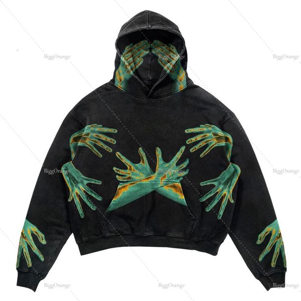

men's hoodies sweatshirts skull print street hip hop teen clothing vintage oversized hoodie fashion sweatshirts cotton loose goth sweat, Black