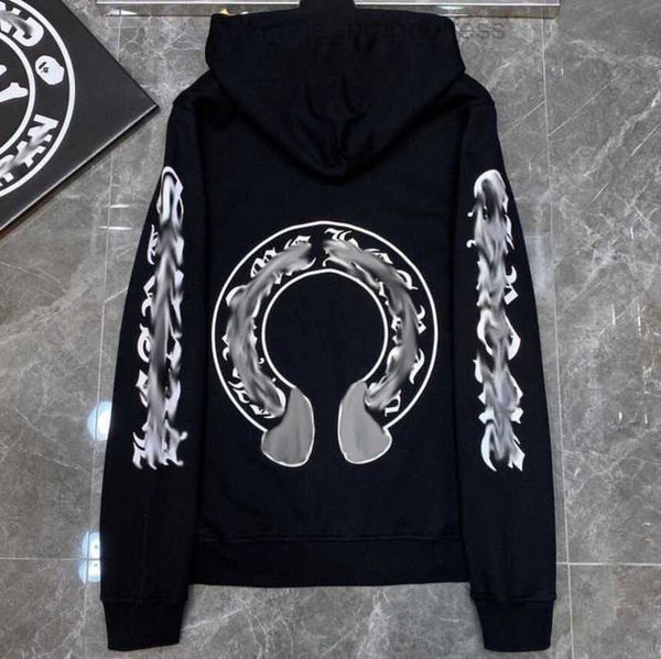 

mens jackets luxury fashion sweatshirts designer hoodies ch men women zipper cross scroll simple hooded sweater pullover hoodie casual coat, Black