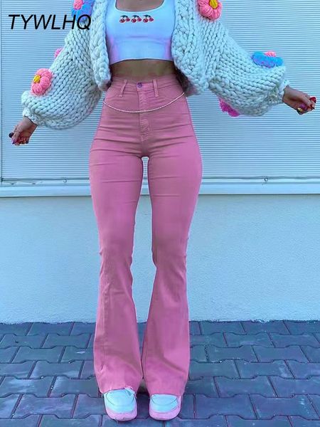 

women's jeans streetwear y2k flared women high waist 90s fashion pink stretch baggy mom wide leg pants elegant denim trousers 230110, Blue