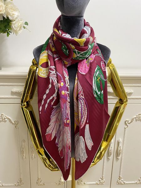 

women's square scarves scarf 100% silk material print pattern thin and soft size 130cm - 130cm, Blue;gray