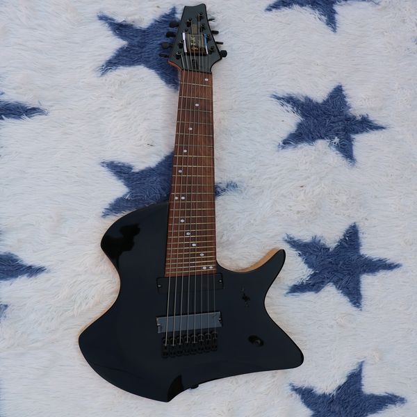 

black irregular rosewood fingerboard eight-string electric guitar