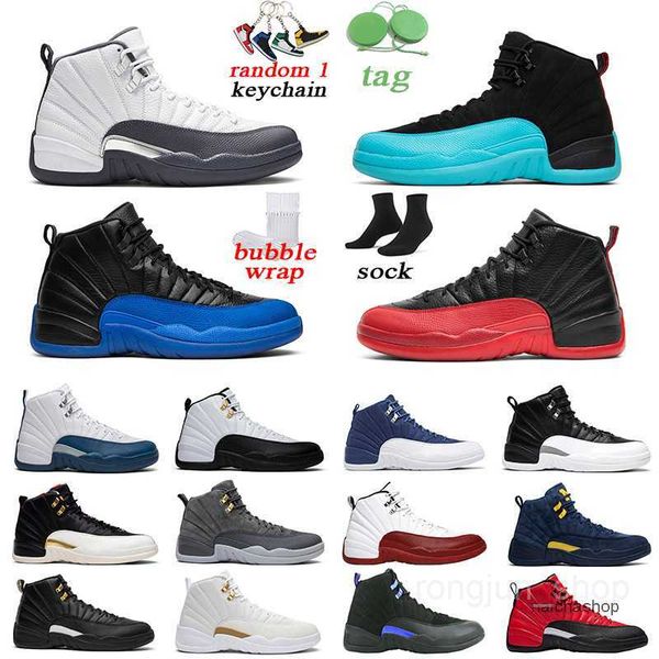 

men basketball shoes jumpman university gold game royal michigan 12s mens trainer sports sneakers size 7-13
