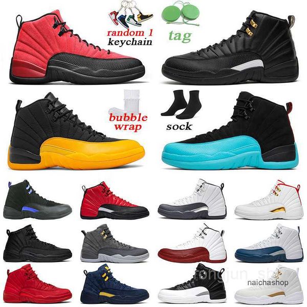 

mens basketball shoes 12s university gold indigo dark concord gamma blue jumpman men trainer sports sneakers size 7-13