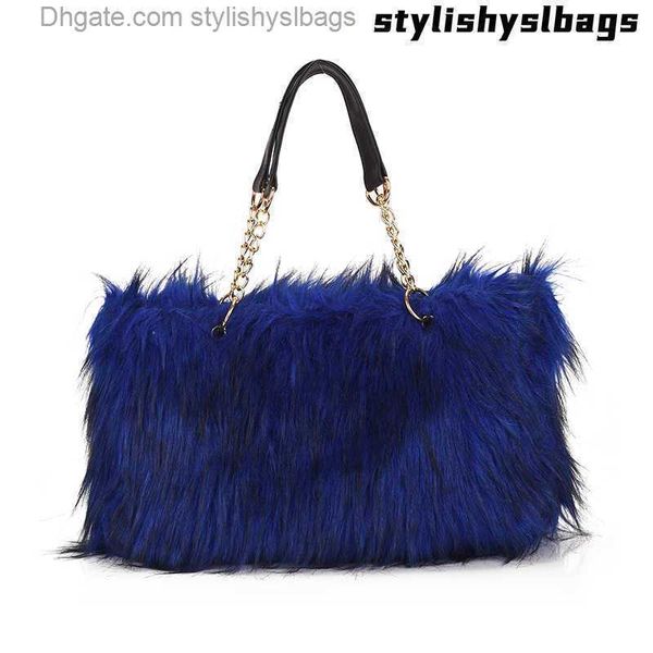 

shoulder bags winter women bag luxury faux fur shopping totes bag metal chain handbag plush trendy 2021 new shoulder bags cold woollen desig