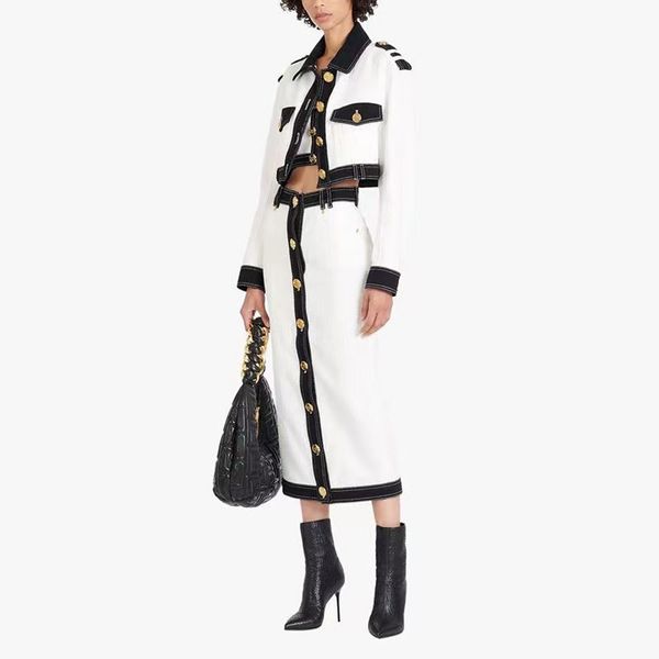 

womens designer two piece sets dress spring denim clothes outerwears luxury brand clothing size s-xl a51, White