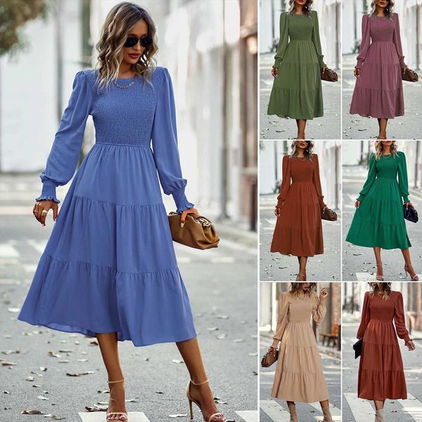 

design womens large swing dress leisure vacation cinched mid length spring and, Black;gray