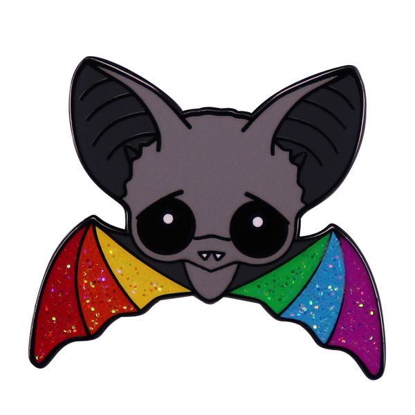 

rainbow bat brooch flash enamel brooch animal badge fashion decoration cute anime movies games hard enamel pins collect metal cartoon brooch, Blue