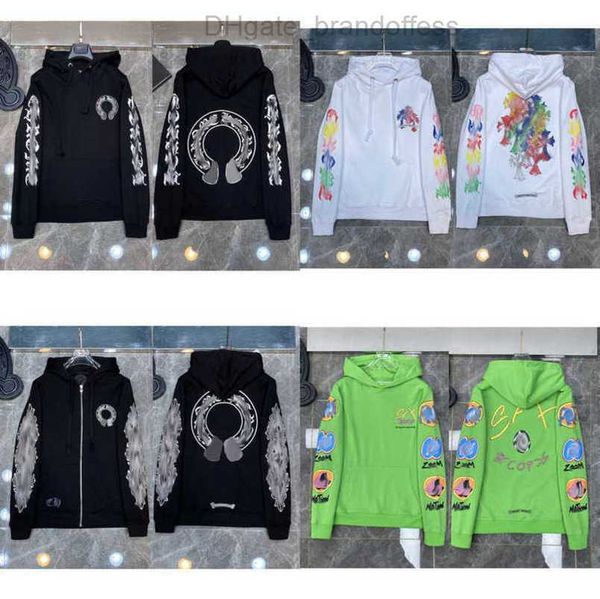 

luxury fashion jackets mens sweatshirts designer hoodies ch men women zipper cross scroll simple hooded sweater pullover hoodie casual coat, Black;brown