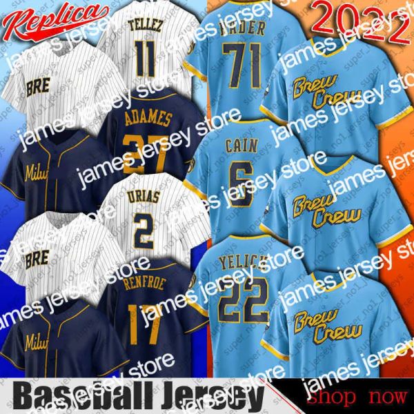 

custom baseball jerseys christian yelich milwaukee city connect jersey baseball lorenzo cain josh hader jerseys brew crew robin yount hunter, Blue;black