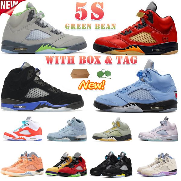 

2023 5s jumpman 5 retro basketball shoes with box men concord dark racer blue green bean raging bull fire red alternate white cement off noi