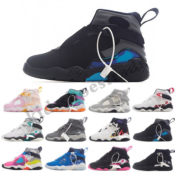 

kids aqua 8s shoes infant sneakers bugs bunny newborn baby chrome light arctic pink south beach three peat youth toddler children lifestyle, Black