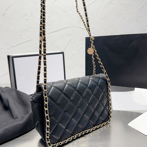 

fashion luxury bag women designer bag rhinestone shoulder bag genuine leather wallets cross body handbags purse 23cm gold coin chain women b