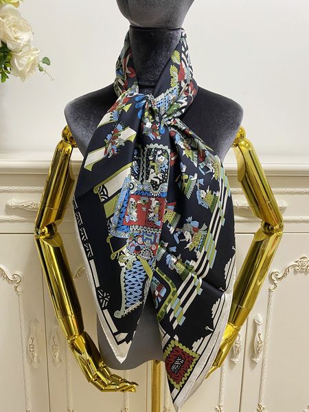 

women's scarf goodquality 100% twill silk material thin and soft print letter pattern square scarves size 110cm -110cm, Blue;gray