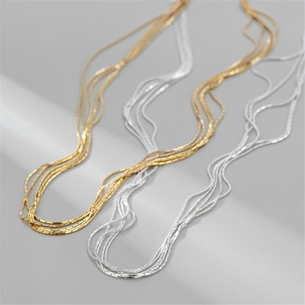 

multiple layers links chains 925 sterling silver necklaces 45cm gothic punk vintage handmade designer chain luxury fine jewelry accessories