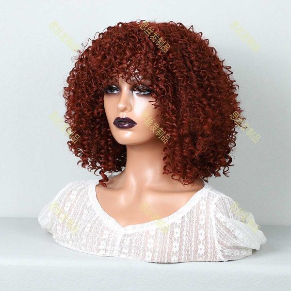 

hair synthetic wigs black wig women's curly fashion natural high temperature chemical fiber short cap 1201
