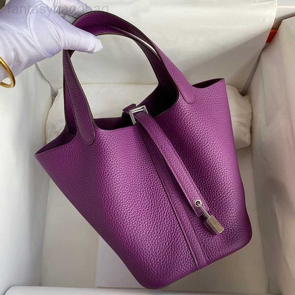 

kellies new designer luxury vegetable basket fashion leather layer bucket female hand-waxed sewing bag