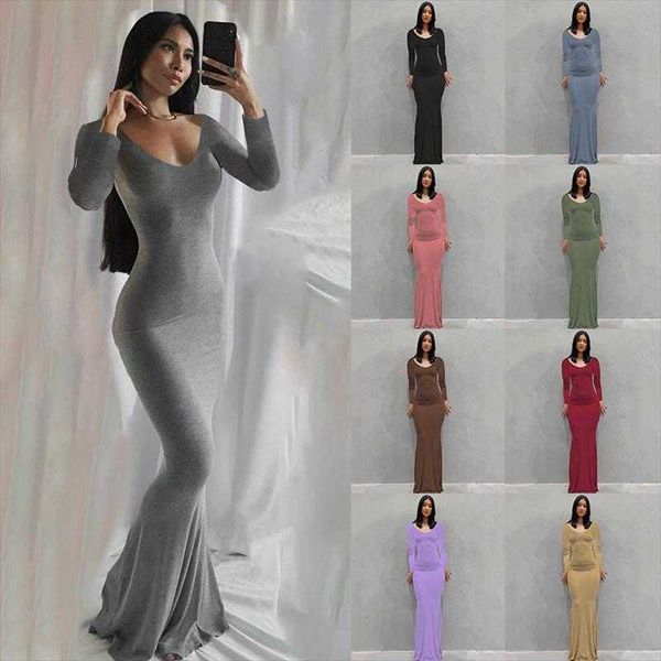

skims womens clothing long dress casual slim fit sleeved home, Black;gray