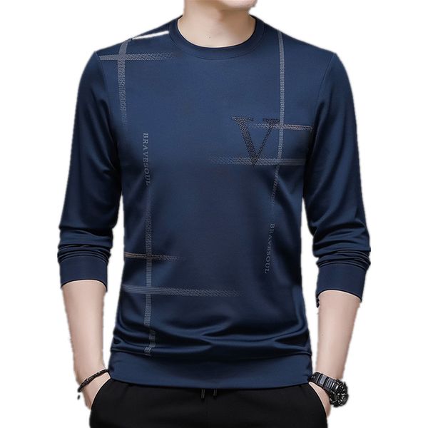 

men's tshirts spring and autumn round neck sweater fashion versatile long sleeve tshirt casual pullover 230110, White;black