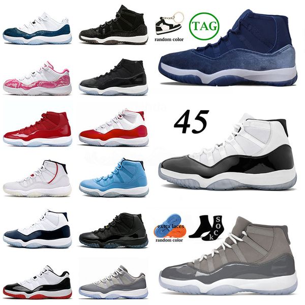 

11s mens basketball shoes women jumpman 11 blue platinum tint midnight navy pantone citrus space jam varsity red cool grey white pure violet