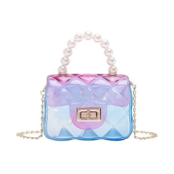 

mini purse fashion candy tote rainbow small clear kid jelly bags with pearl handle
