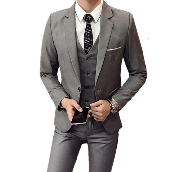 

men's suits blazers pants vest 3 pieces sets / fashion casual boutique business wedding groomsmen suit jacket coat trousers waistcoat 2, White;black