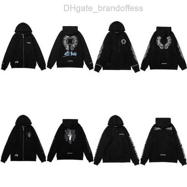 

men's fashion jackets luxury sweatshirts men women classic hoodies ch zipper hooded sweater designer cross pullover sanskrit hoodie cas, Black;brown