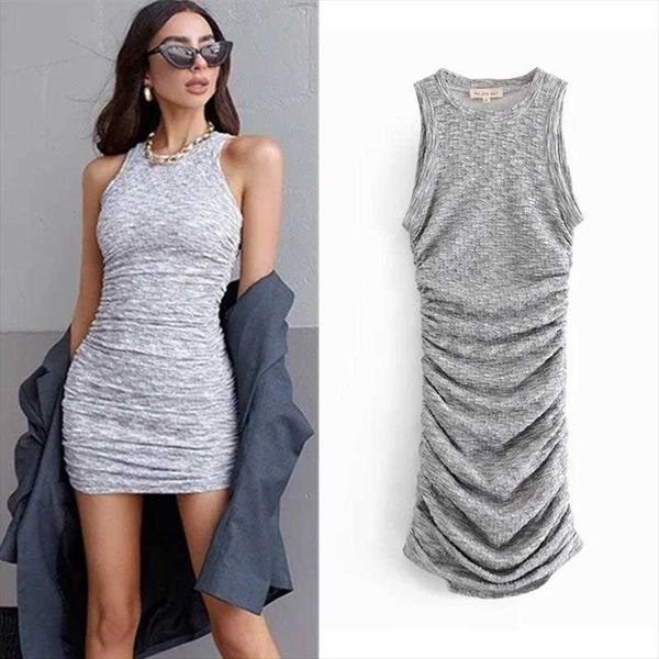 

american style dresses girl ins round neck sleeveless sheath dress womens summer, Black;gray