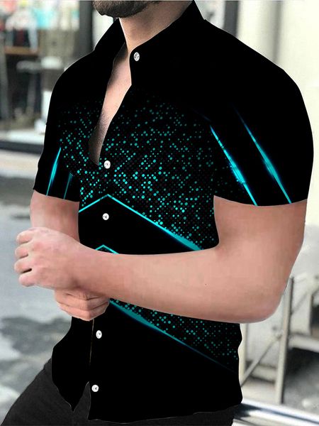 

men's casual shirts luxury man shirt male summer hawaiian print social short sleeve single button slim blouses mens designer clothes 23, White;black