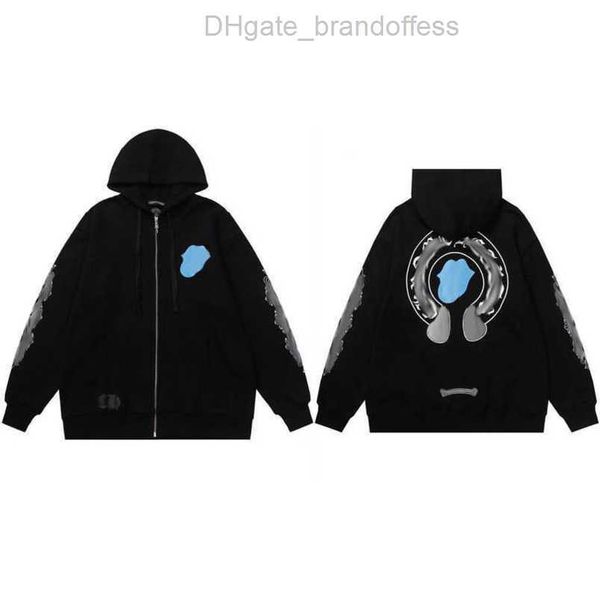 

sweatshirts luxury men's fashion jackets ch hoodies men women designer boy sanskrit print sweater zipper hooded cross pullover hoodie c, Black;brown