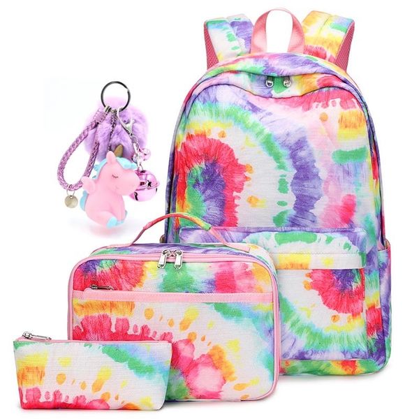 

school bags 3 pcs backpack for kids girls with lunch box set elementary middle bookbag water resistant mochilas 230111