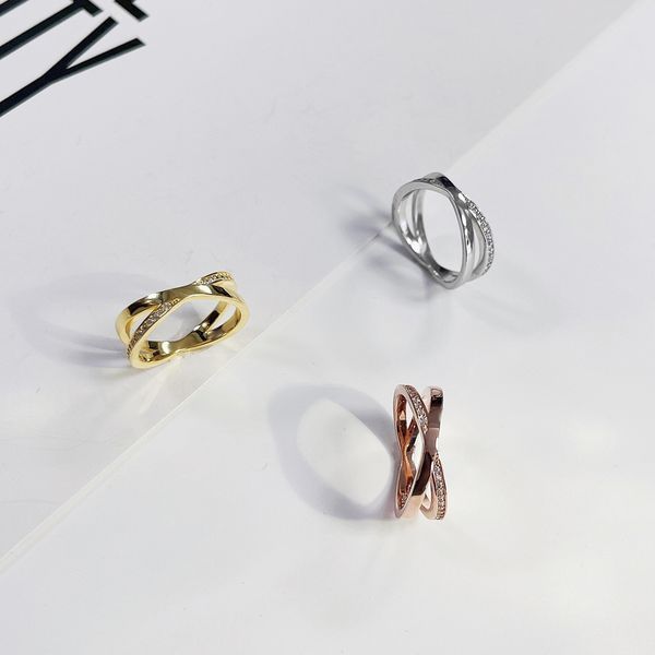 

designer rings for women rings x shape diamonds hollow out gold silver rose mens luxury jewelry titanium steel gold-plated never fade not al