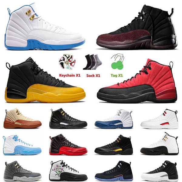 

2023 sports men basketball shoes 12 12s xii university gold blue flu game a ma maniere black flu game taxi stone blue indigo trainers sneake