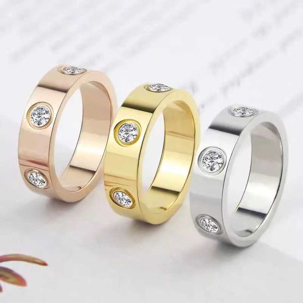 

luxury classic crystal stainless steel rose gold love ring women's engagement gift selling jewelry, Silver