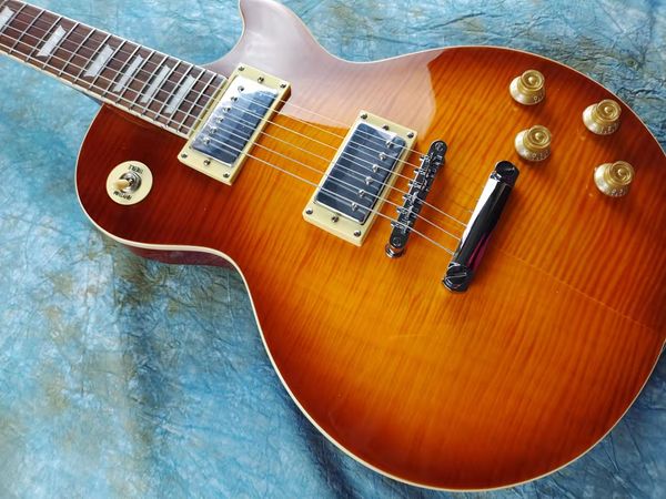 

standard electric guitar made of mahogan honey gradient good tiger pattern imported paint available