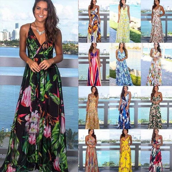 

dress summer womens spaghetti strap floral print beach chiffon, Black;gray