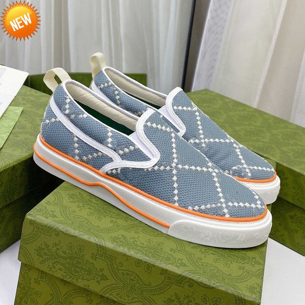 

designers tennis sneaker canvas shoe beige blue washed jacquard denim women men shoes ace rubber sole embroidered vintage casual, Black