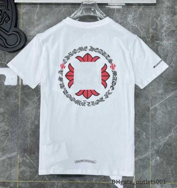 

ch fashion men's t shirt designer chrome classic summer brand short sleeve sanskrit letter pullover t-shirt horseshoe cross pattern mn4, White