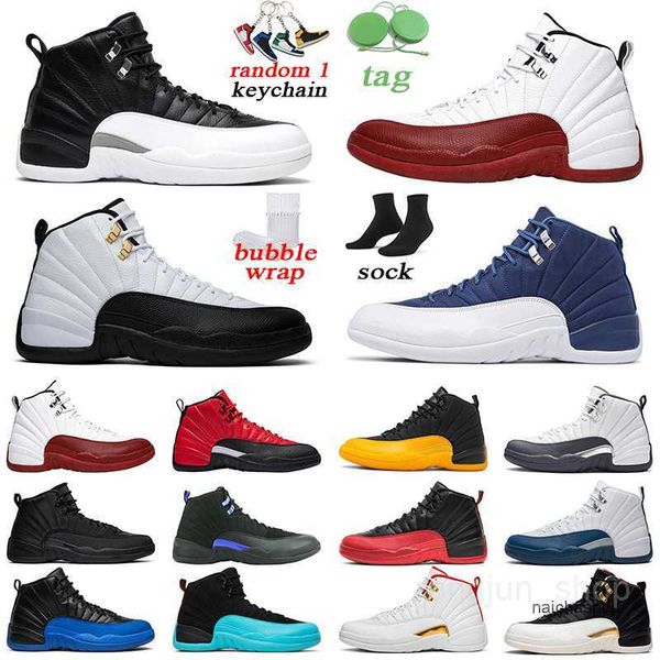 

men basketball shoes 12s indigo dark concord university gold sports sneakers mens trainer size 7-13