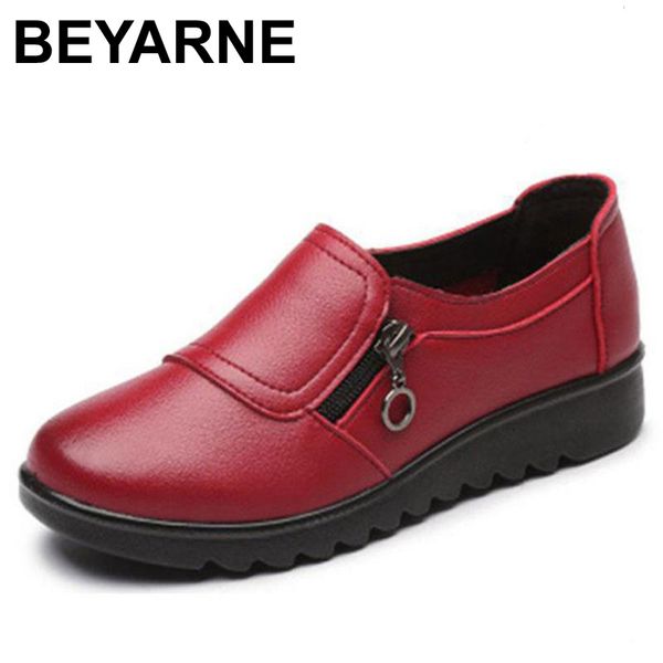 

dress shoes beyarne arrival women flats fashion ballet genuine leather shoes woman moccasins slip-on sapatos femininos 230111, Black