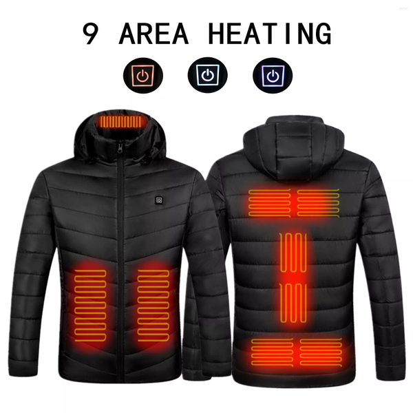 

men's vests in 9 areas heated vest men women usb jacket heating thermal clothing hunting winter blacks 6, Black;white