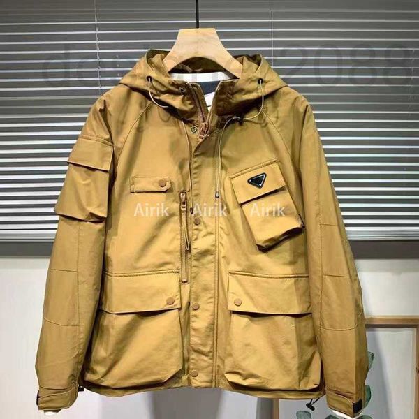 

men's trench coats designer mens multiple pockets print jackets single breasted windbreaker winter warm fashion street men clothing lon, Tan;black