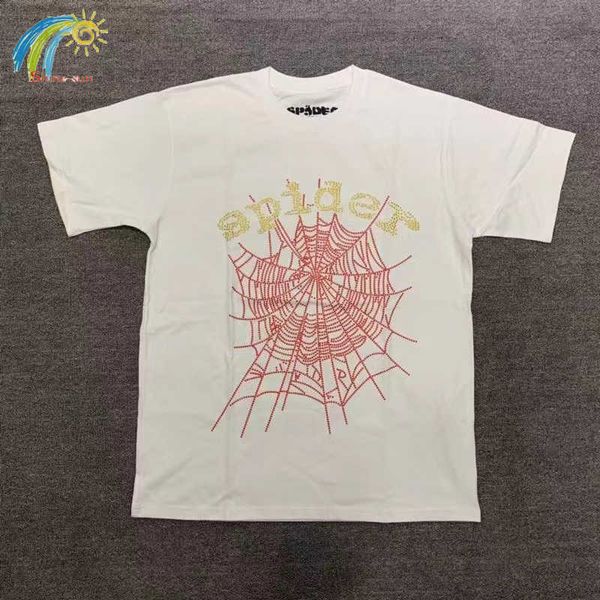 

men's t-shirts casual o-neck spider web graphic sp5der short sleeve men women 1 1 tees all-match 555555 t-shirts t230111, White;black