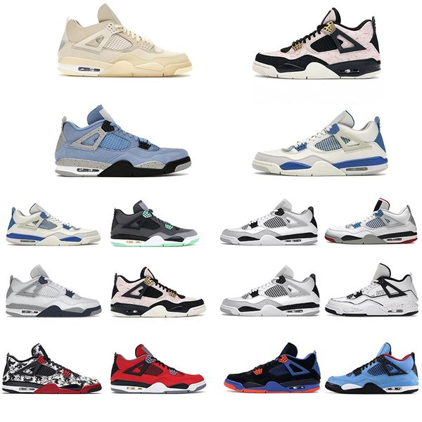 

mens women 4 new sneakers basketball shoes 4s military black cat white oreo infrared cactus jack university blue men womens sport trainers