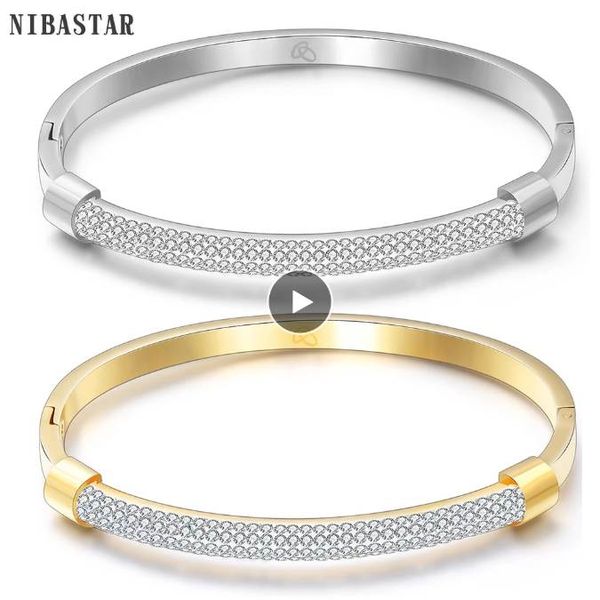 

fashion love jewelry women bangle gift titanium steel jewelry full cz white crystal bracelets bangles