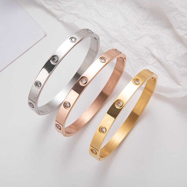 

101fashion fashion zircon bracelet stainless steel diamond inlaid couple titanium kajia female121, Black