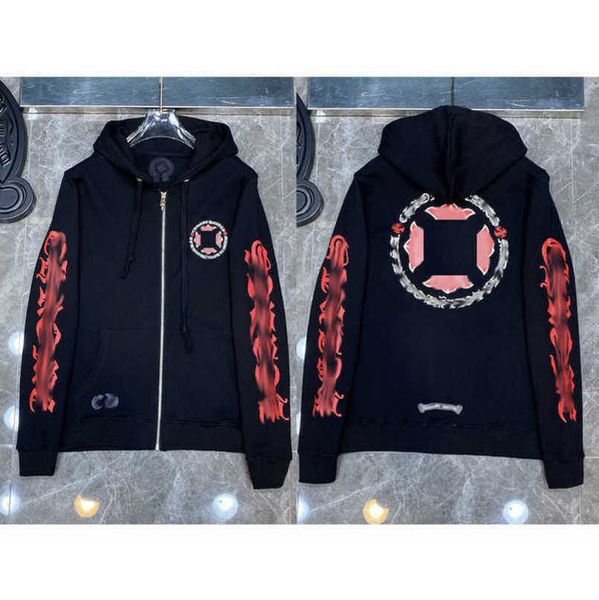 

fashion sweatshirts men's luxury jackets ch hoodies men women designer boy sanskrit print sweater zipper hooded cross pullover hoodie c, Black
