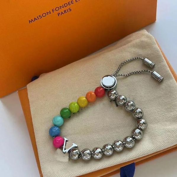 

fashion beaded bracelet designer chain bracelet lady love letter gold rainbow splicing bracelet jewelry accessories wedding party no box, Black
