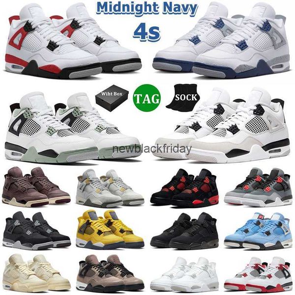 

4 with basketball shoes men women 4s midnight navy military black cat red cement thunder oil green white oreo lightning mens trainers