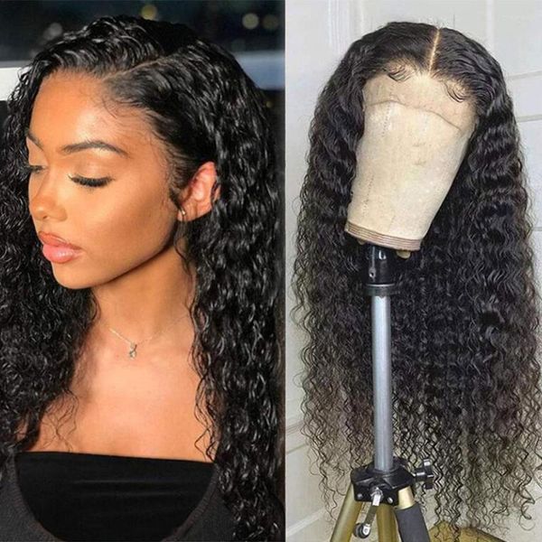 

Front Lace Wig Deep Wave 13x4 Frontal 4x4 Human Hair For Black Women Prepluck Glueless al, 4x4 lace closure wig