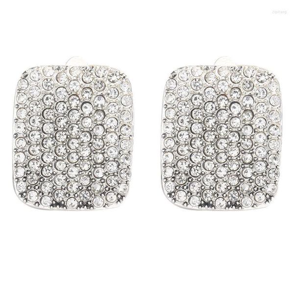 

dangle earrings small fresh square alloy inlaid crystal ladies fashion black birthday party gift wholesale, Silver